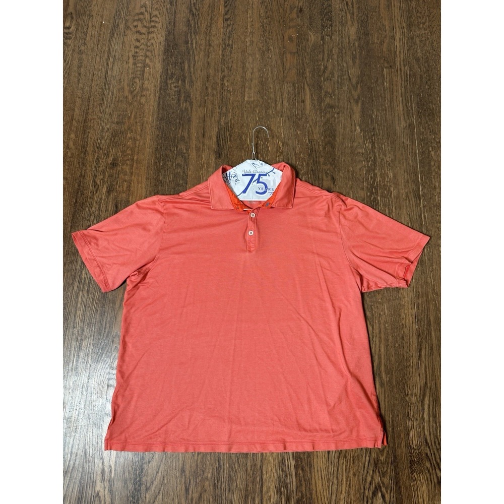 Tommy Bahama Mens XXL Polo Shirt Orange Coral Short Sleeve Marlin Logo Golf 2XL